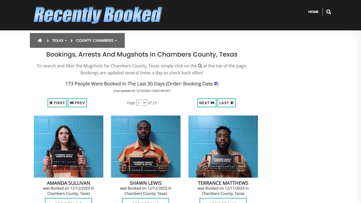 Bookings, Arrests and Mugshots in Chambers County, Texas